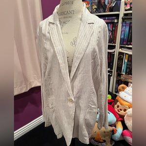 💝Max Studio Linen Striped Blazer